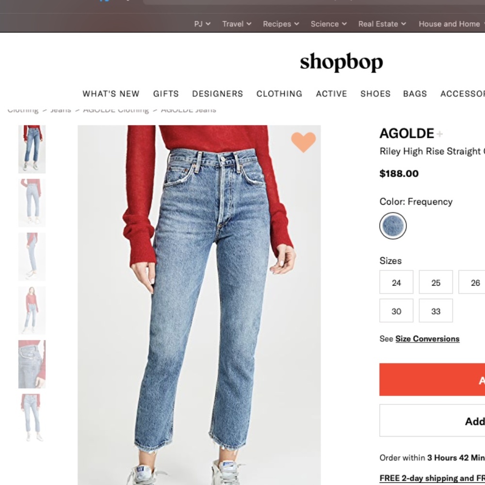 AGOLDE Riley High Rise Straight Crop Jeans
